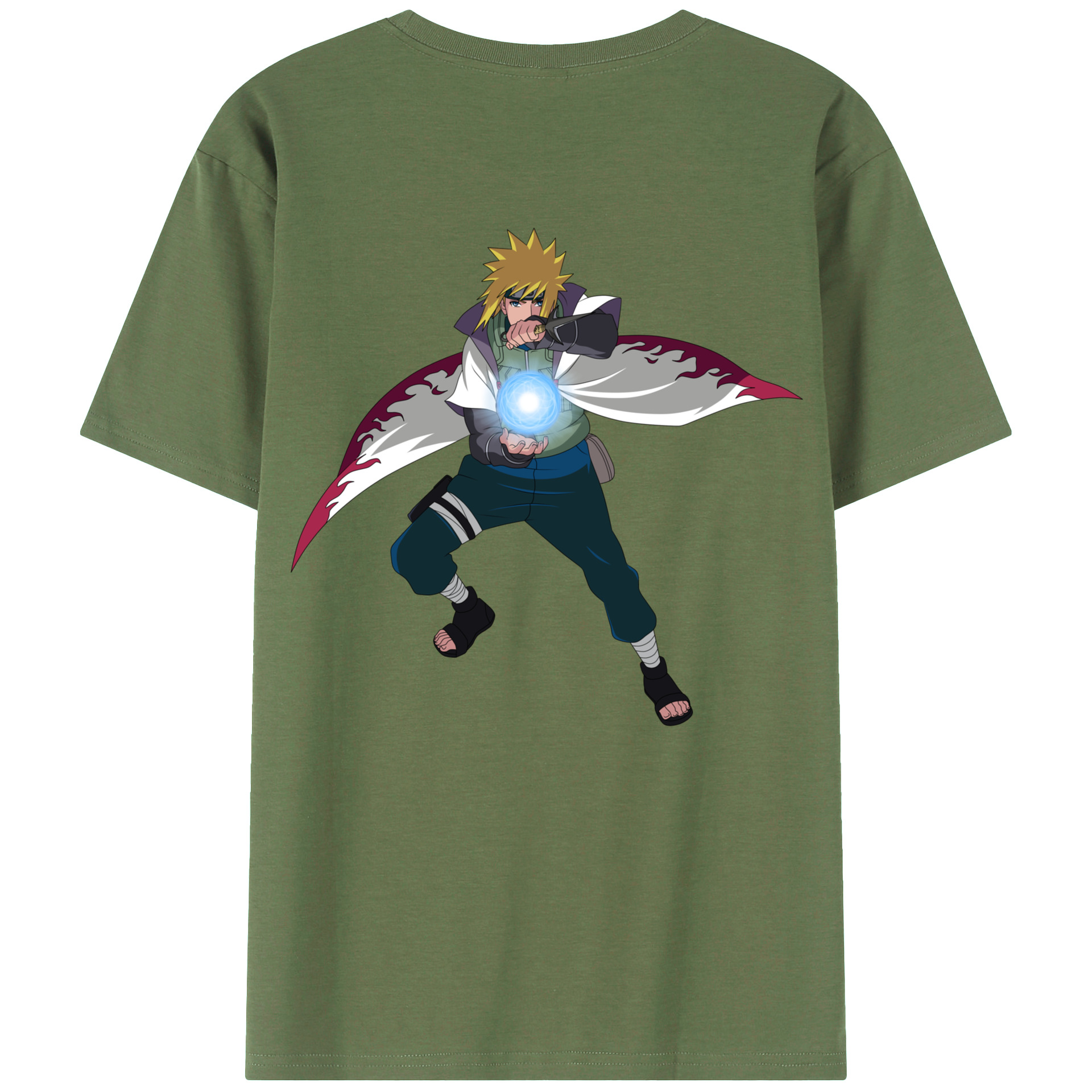（画像用） NARUTO -ナルト- 波風 ミナト Namikaze Minato 綿100％ メンズ半袖Tシャツ（バックプリント） 通気性